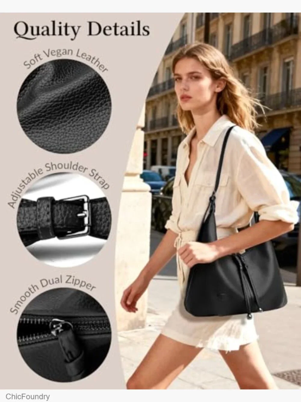 Ultra Soft Vegan Leather Slouchy Hobo Shoulder Bag Tote Crossbody